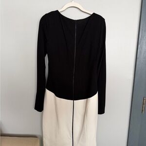 Narciso Rodriguez Black and Cream Long Sleeve Dress